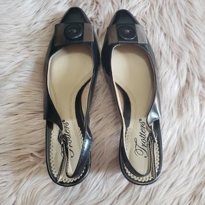 Trotters career black sling kitten heel. Size 8